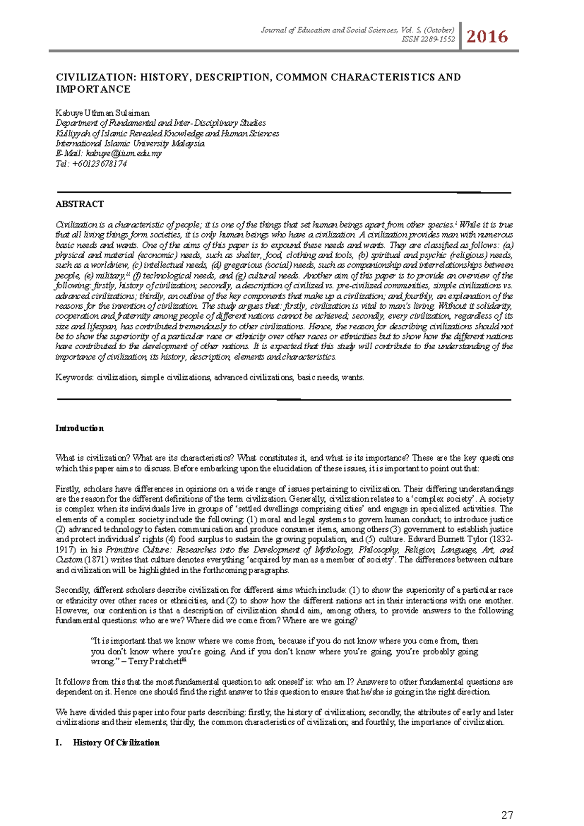 Civilization: Historical Overview, Elements, and Significance Analysis ...