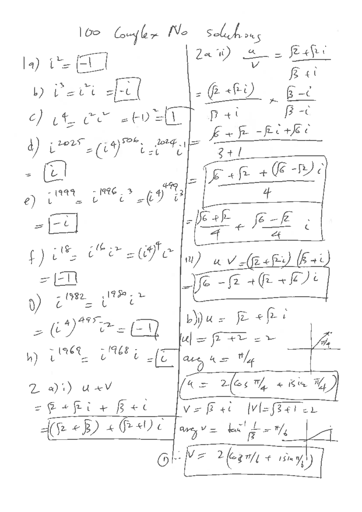 100 Complex Number Solutions YR12 EXT 2020 - K. Hoang - Studocu