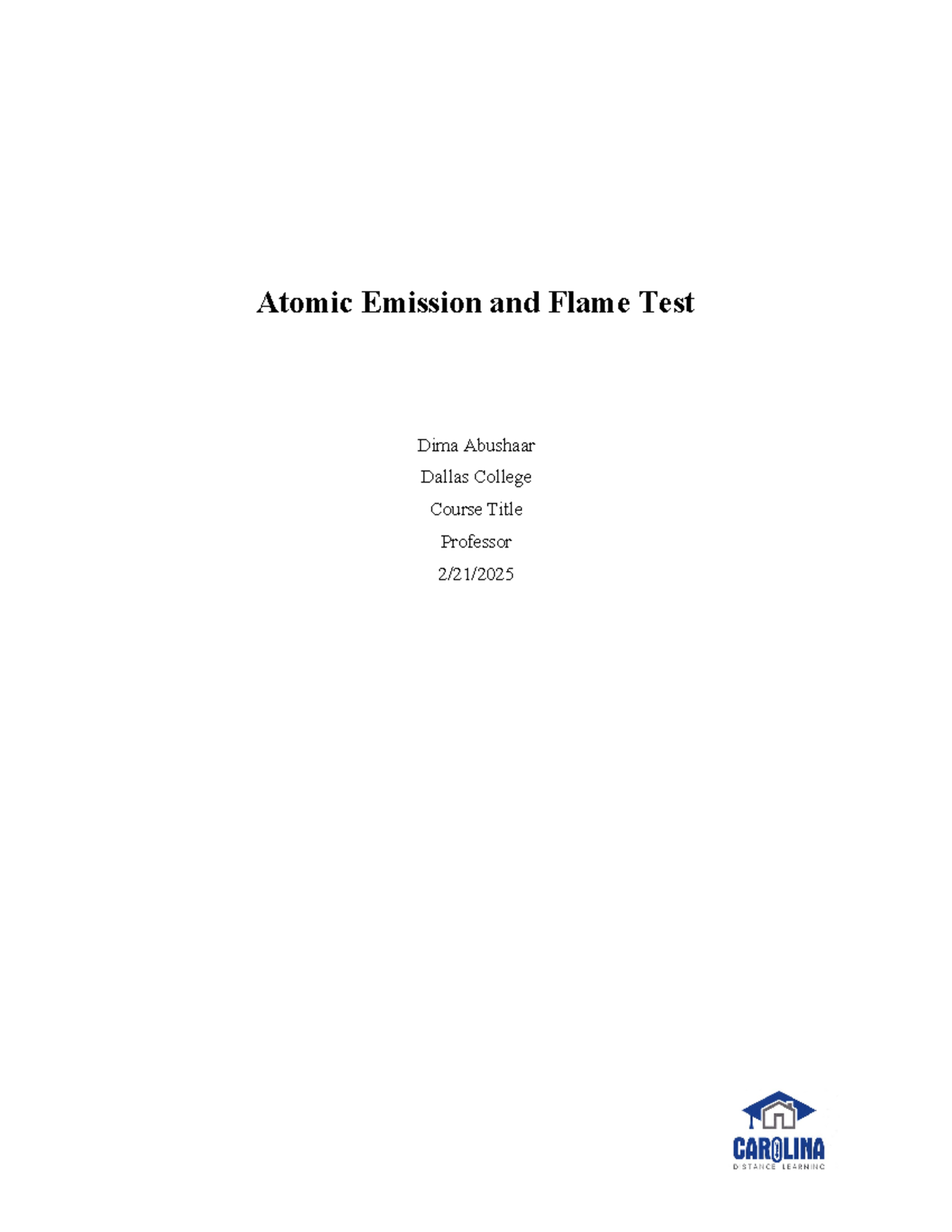 Atomic Emission and Flame Test Lab Questions (CHEM 101) - Studocu