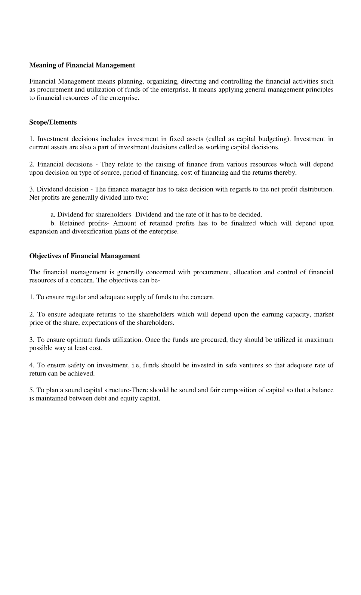FM 101 - Introduction to Financial Management Concepts and Notes - Studocu