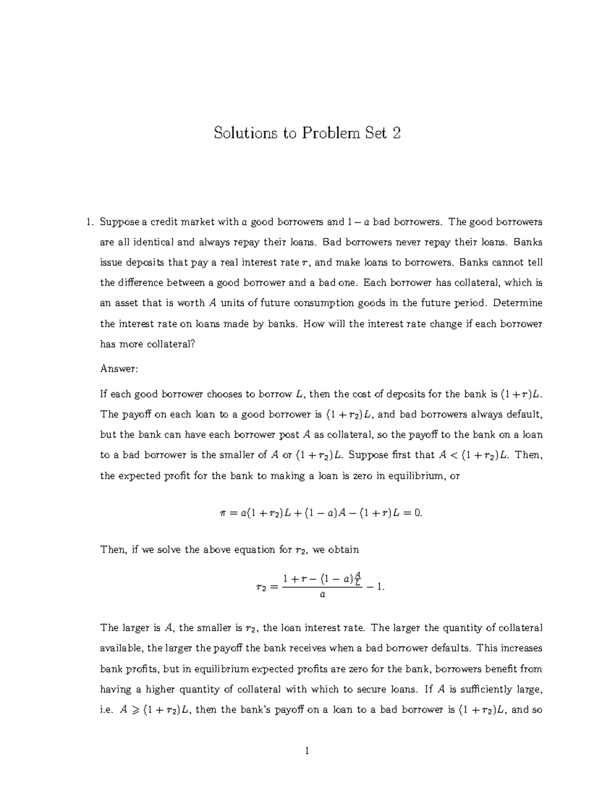 PS2 Solutions: Problem Set 2 with Detailed Answers and Analysis - Studocu