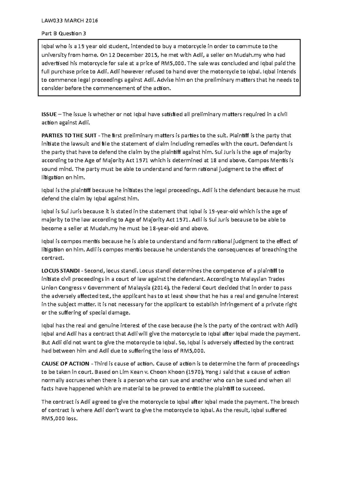 CHP 4 Sources OF LAW Questions - LAW033 PAST YEAR QUESTIONS COMPILATION ...