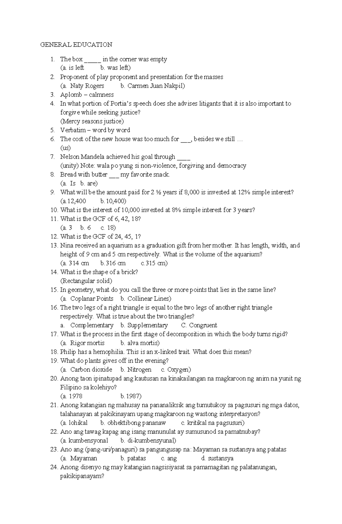 888 - Gen Ed - Comprehensive Review Notes - Studocu