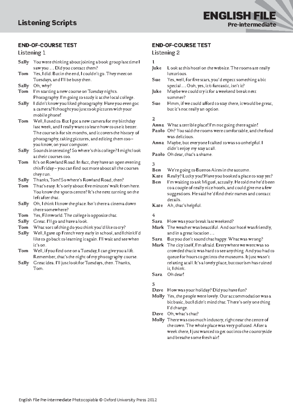 EF3e Pre-Int End-of-Course Listening Scripts and Summaries - Studocu