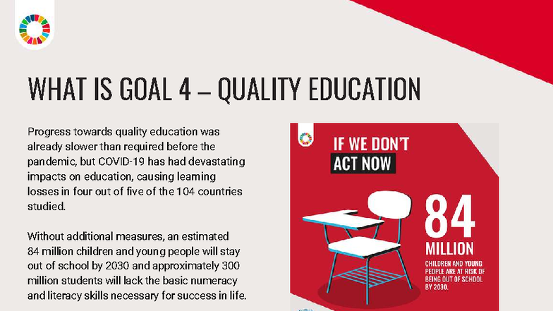 Goal 4: Quality Education - Progress & Challenges (Fast Facts) - Studocu