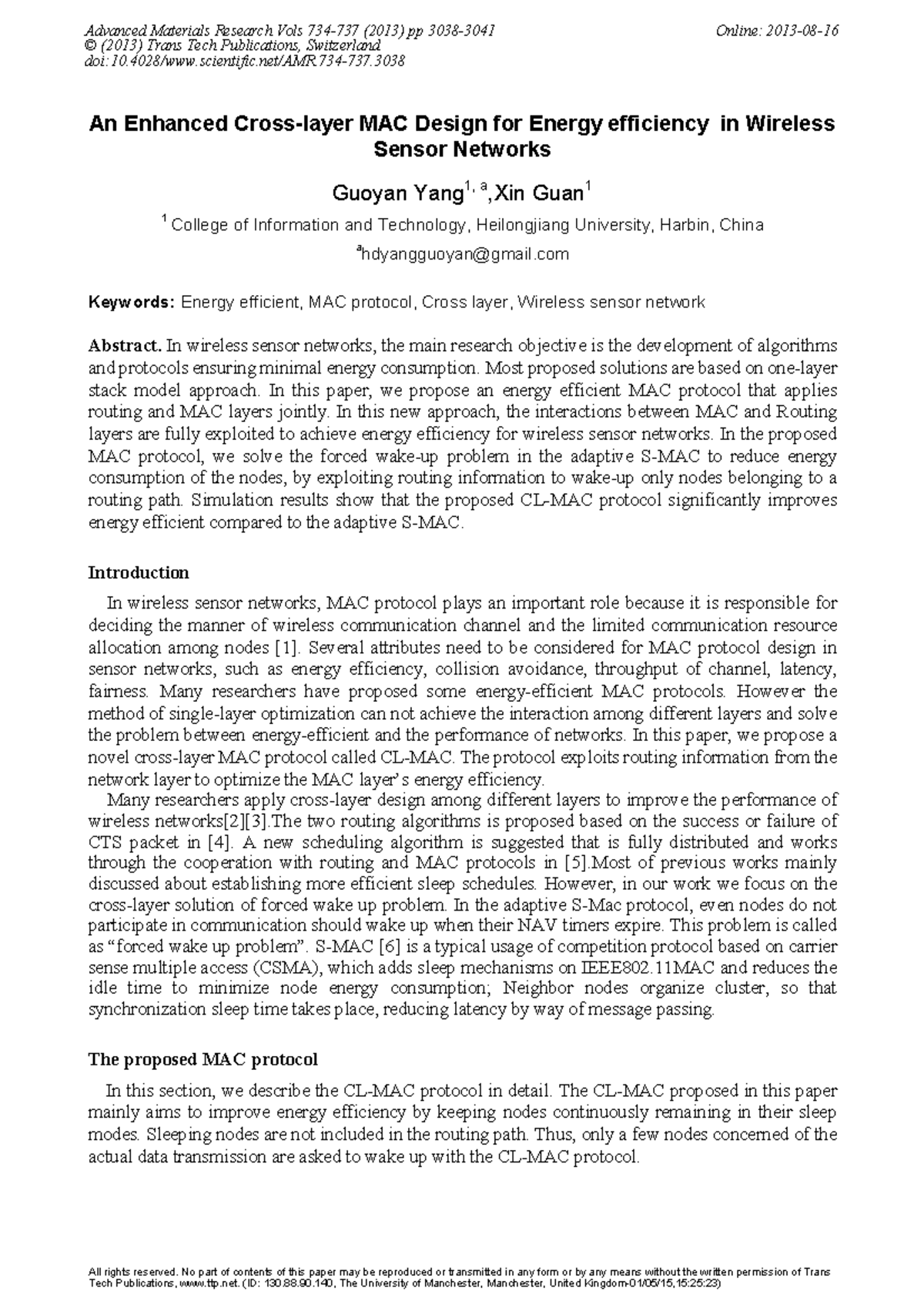 An Enhanced Cross-layer MAC Design for Energy efficiency in WSN ...