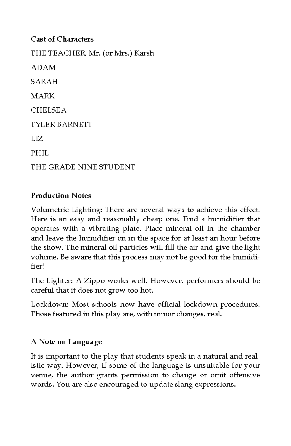 Lockdown (Course Code: DRAMA 101) - Script and Production Notes - Studocu