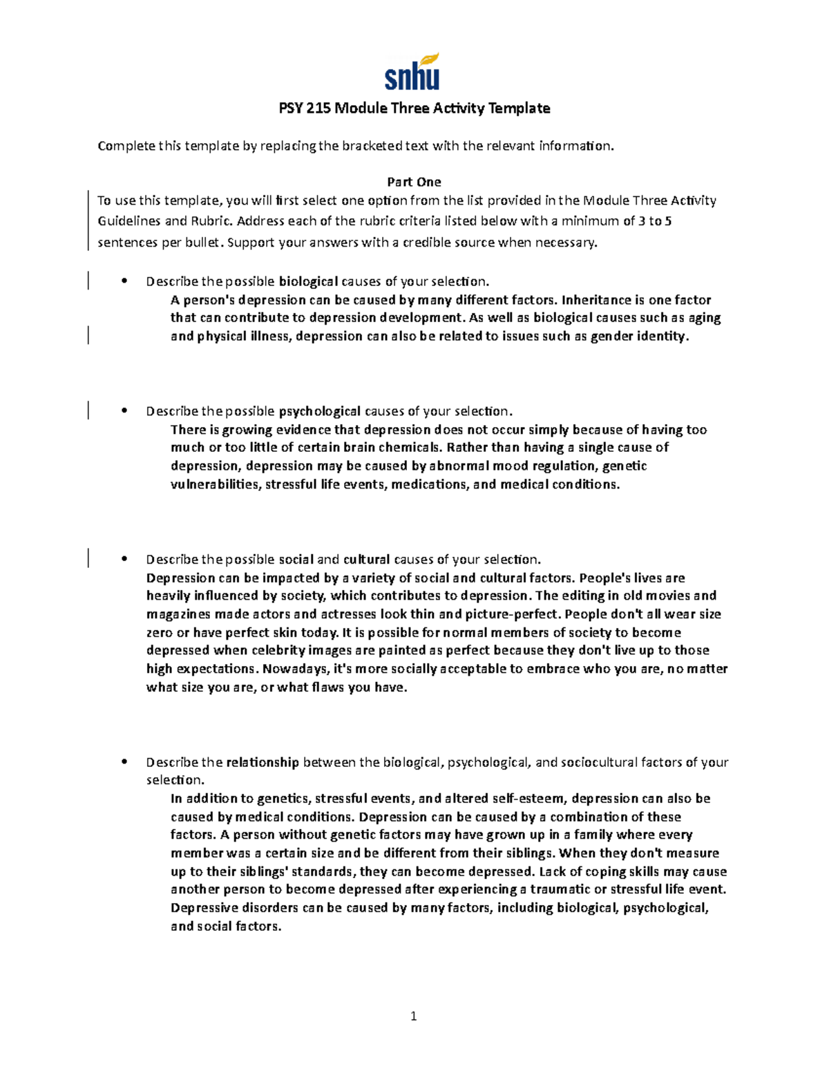 PSY 215 Module Three Activity complete - PSY 215 Module Three Activity ...