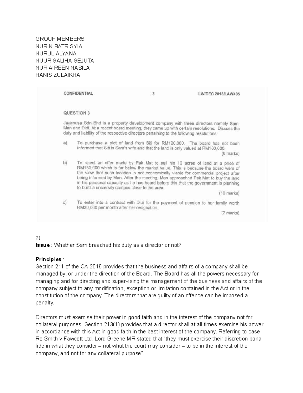 Law Dec 2013: Director Duties & Breaches Analysis - Studocu