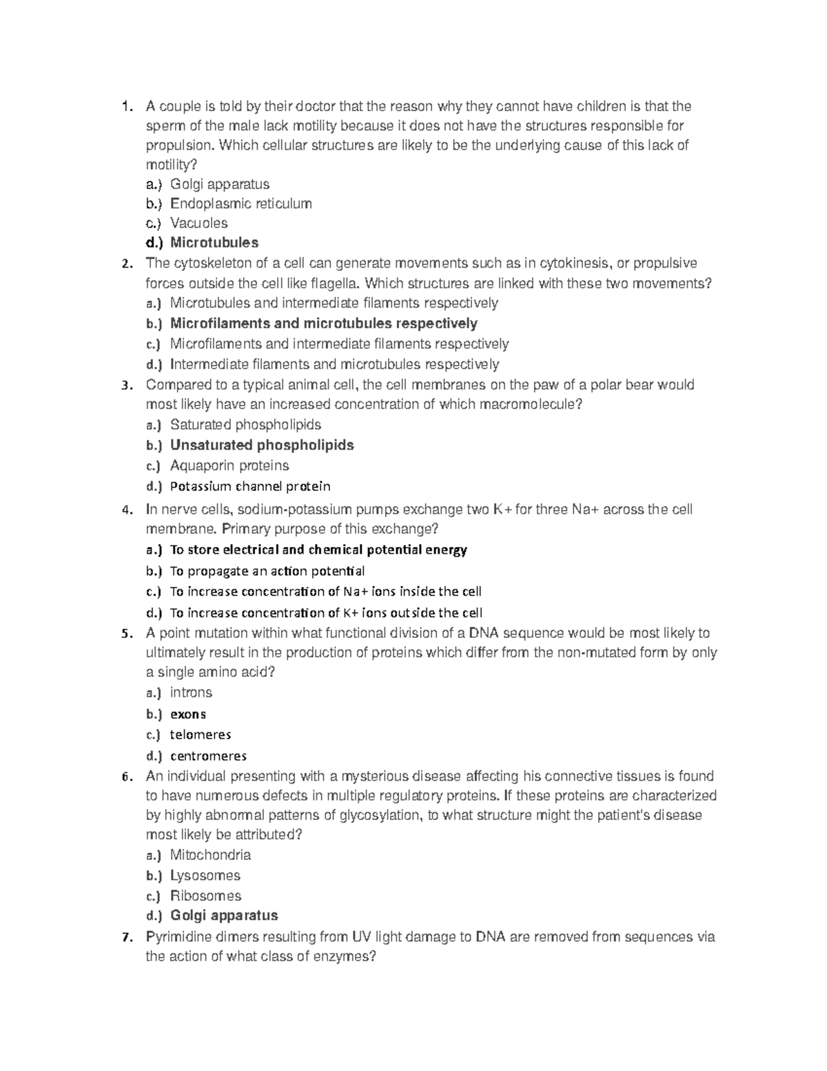 Bio 101: Sample Practice Exam on Cell Biology & Genetics Concepts - Studocu