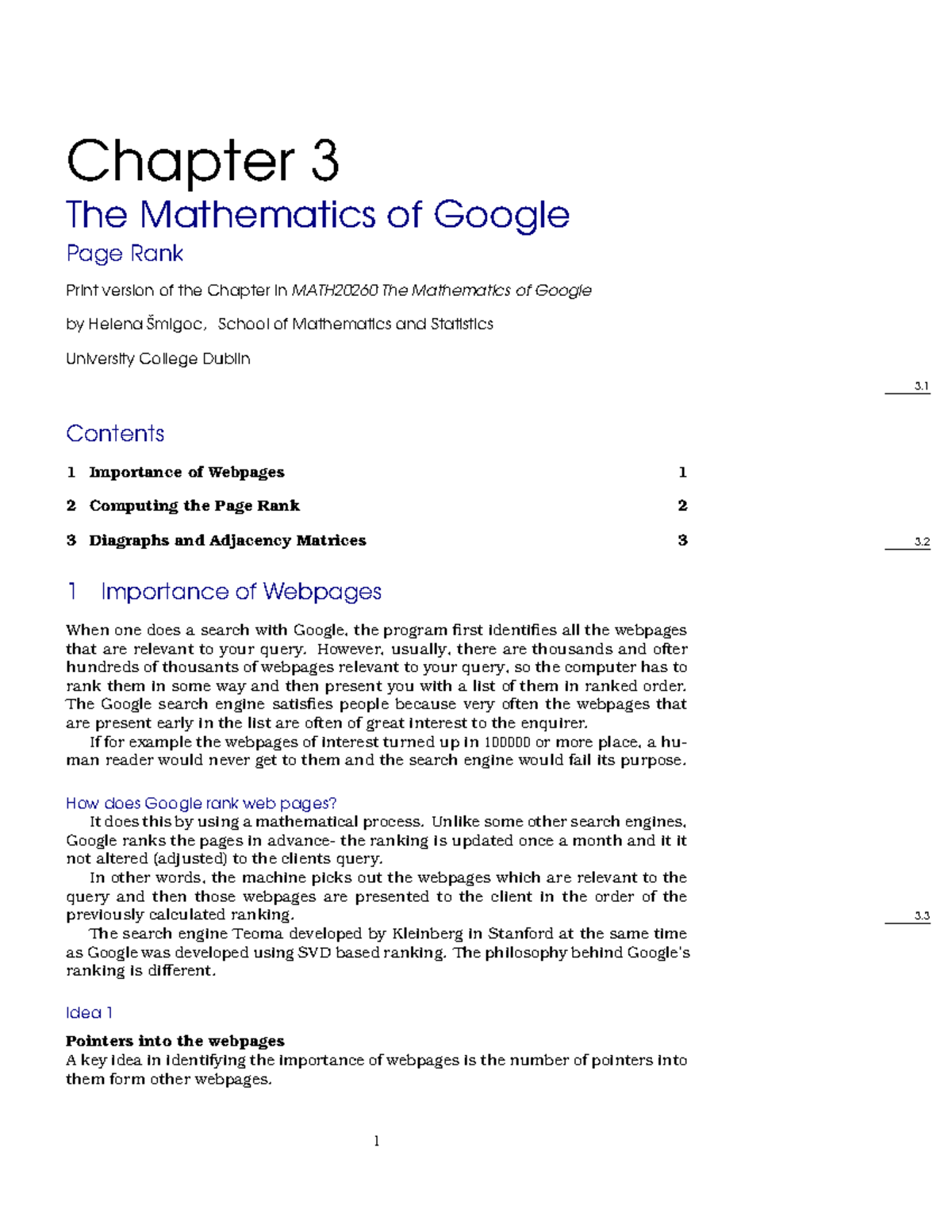 Lecture Notes 3: The Mathematics of Google Page Rank (MATH20260) - Studocu