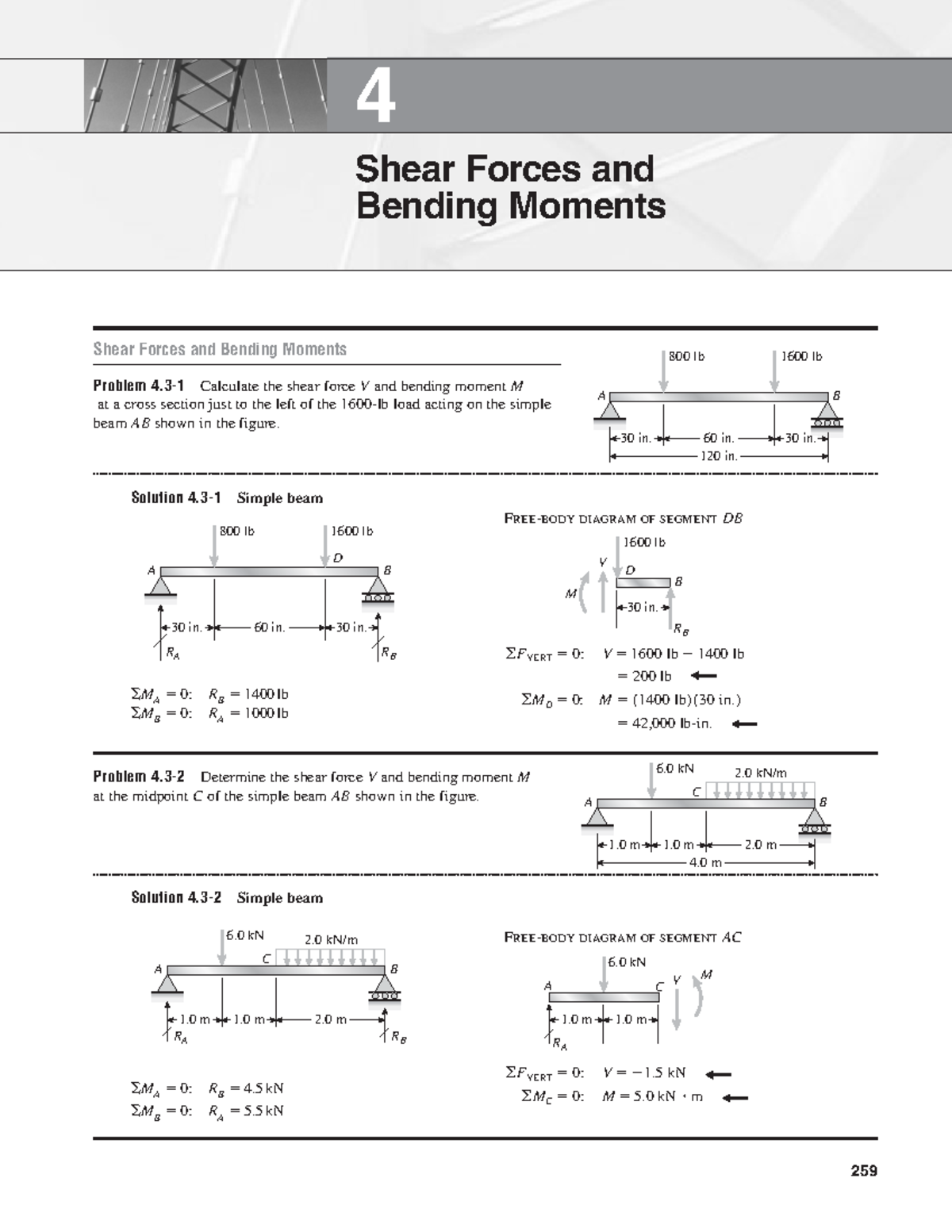 Mechanics of Materials CH 4 - Shear Forces & Bending Moments Problems ...