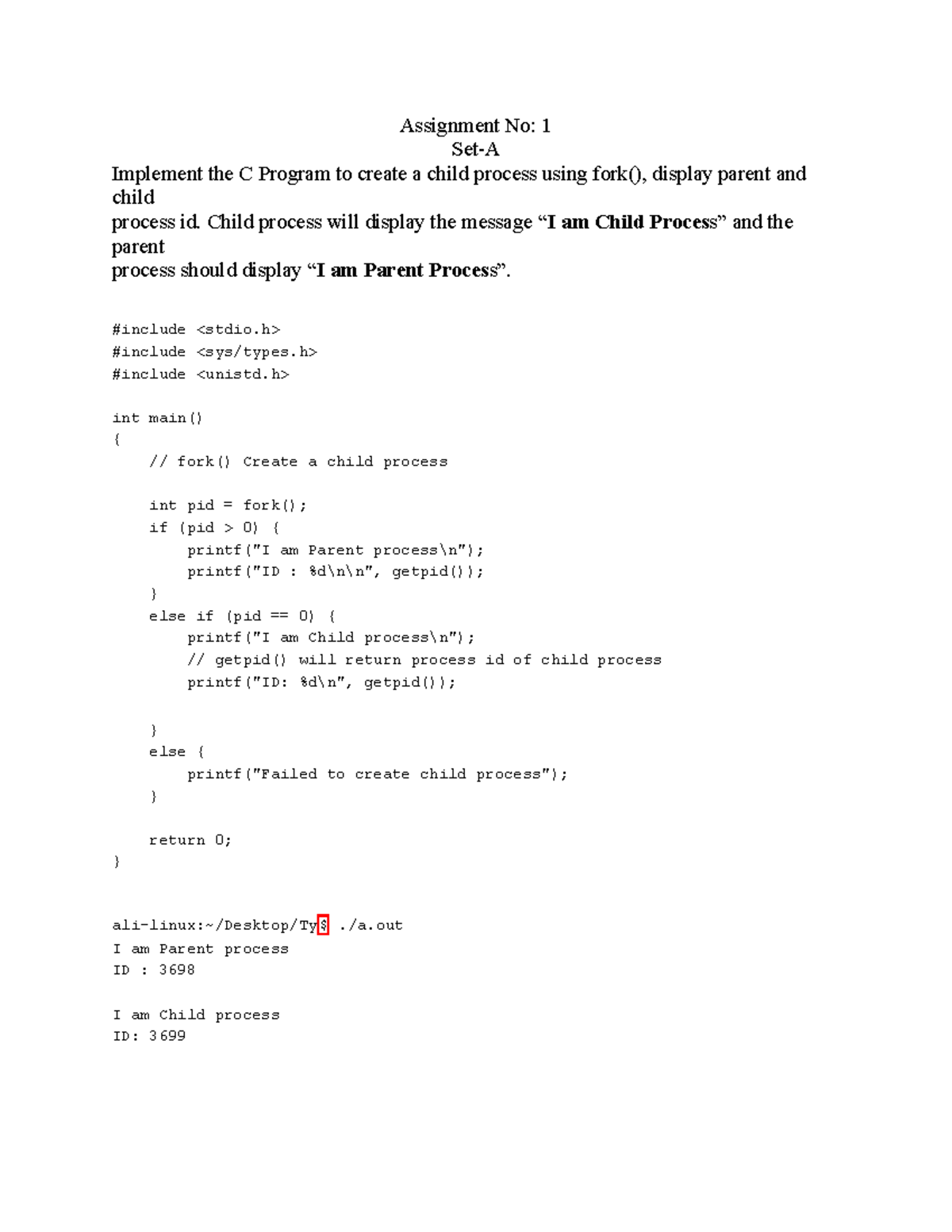 Os-I Practical Slip: C Program for Process Creation and Management ...