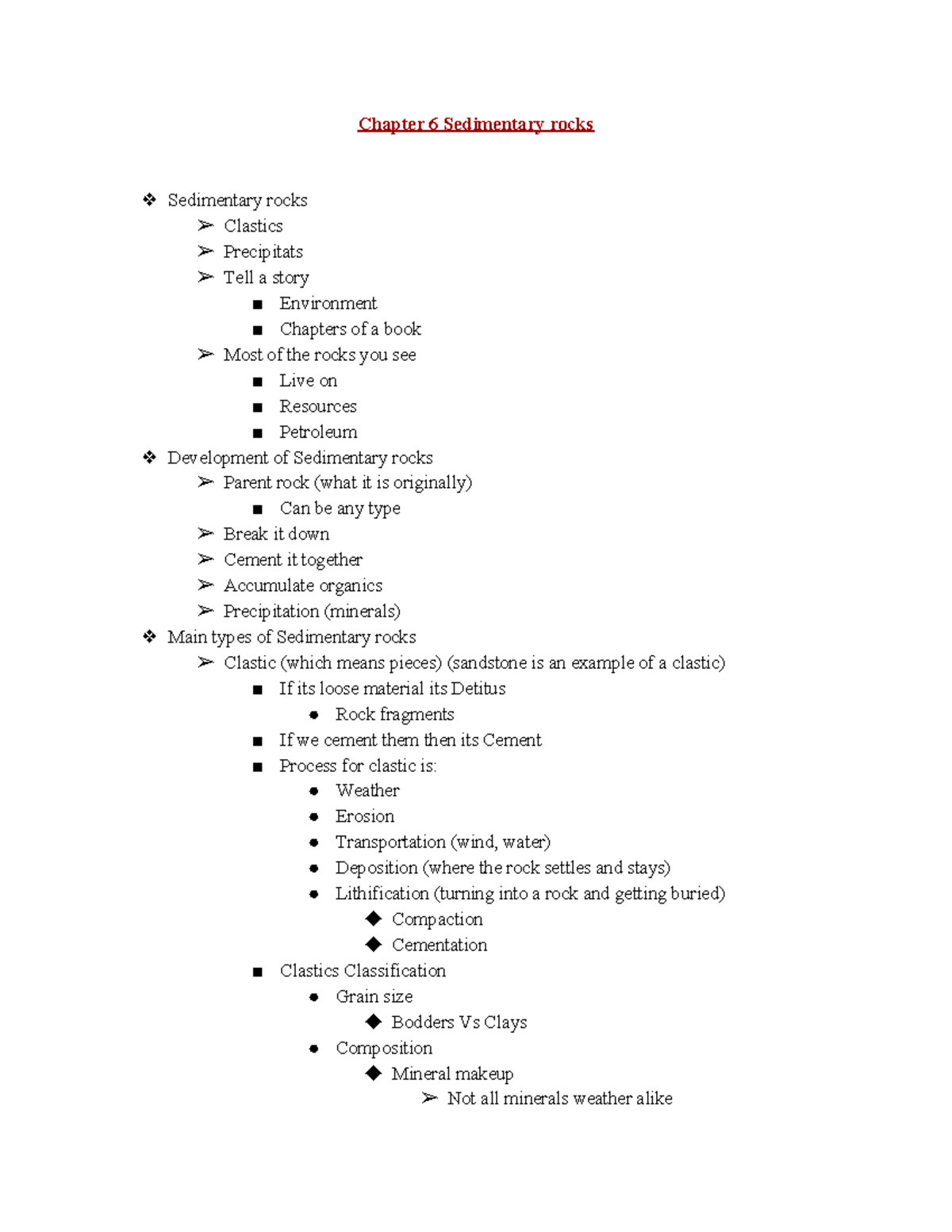 Geo 101: Lecture Notes on Sedimentary Rocks and Their Development - Studocu