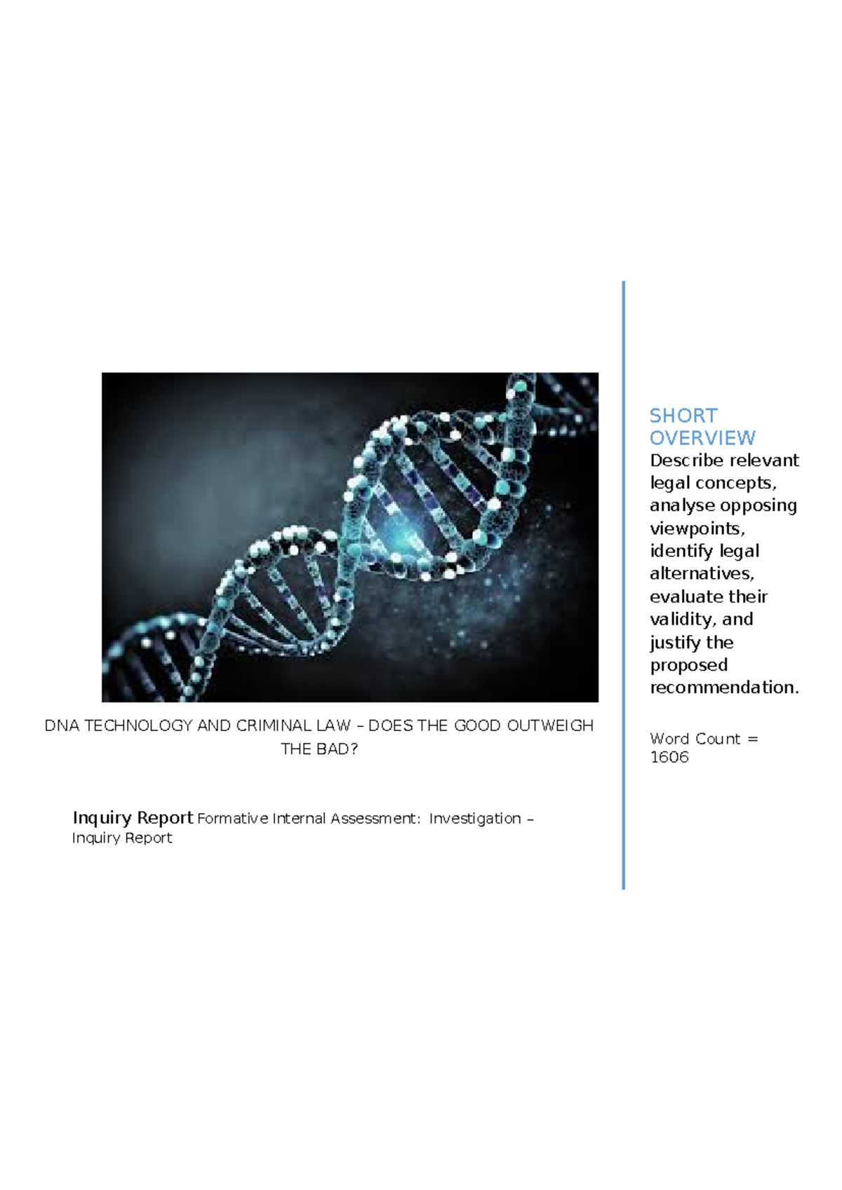 FIA2 - Legal Inquiry: DNA Technology in Criminal Law - Pros & Cons ...
