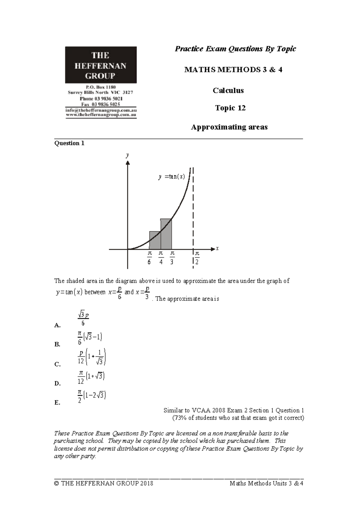 Calculus Methods 3/4: Practice Exam Questions on Area Approximation ...