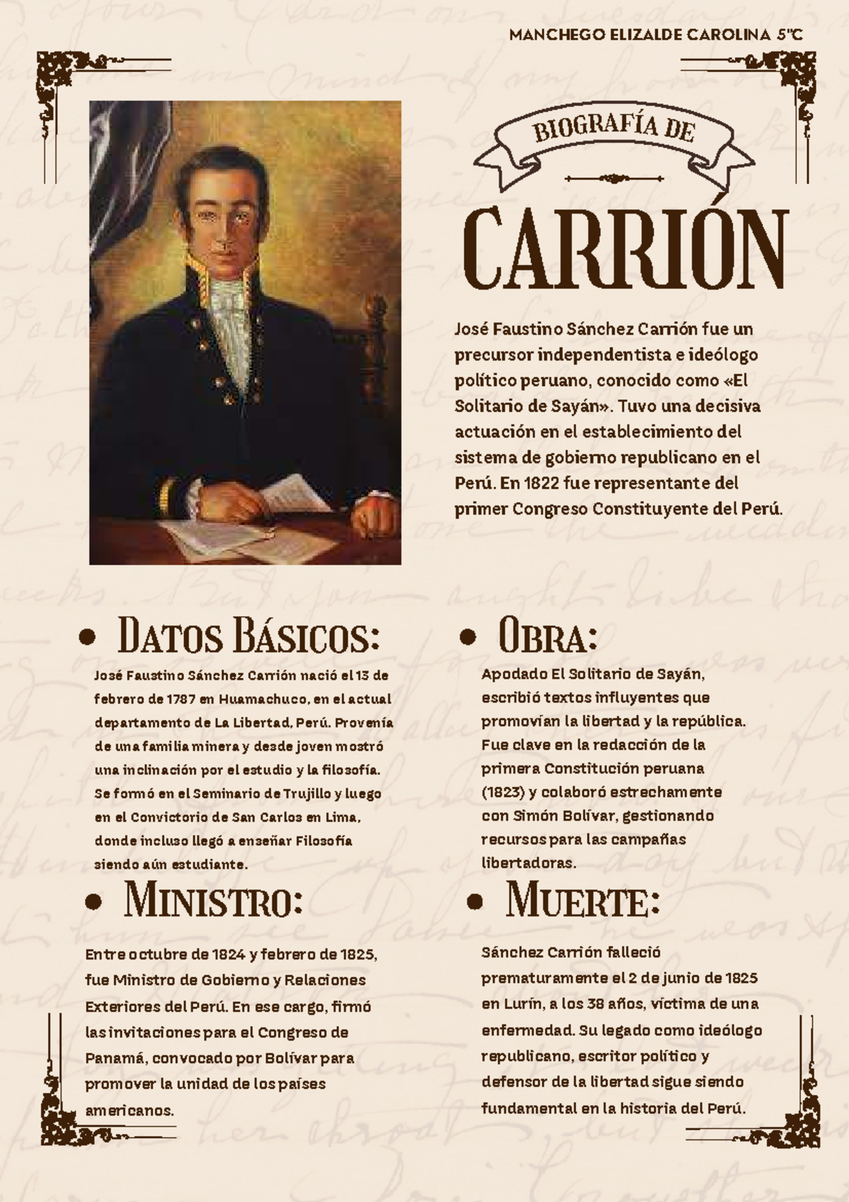 Biografía de José Faustino Sánchez Carrión - MANCHEGO ELIZALDE - Studocu