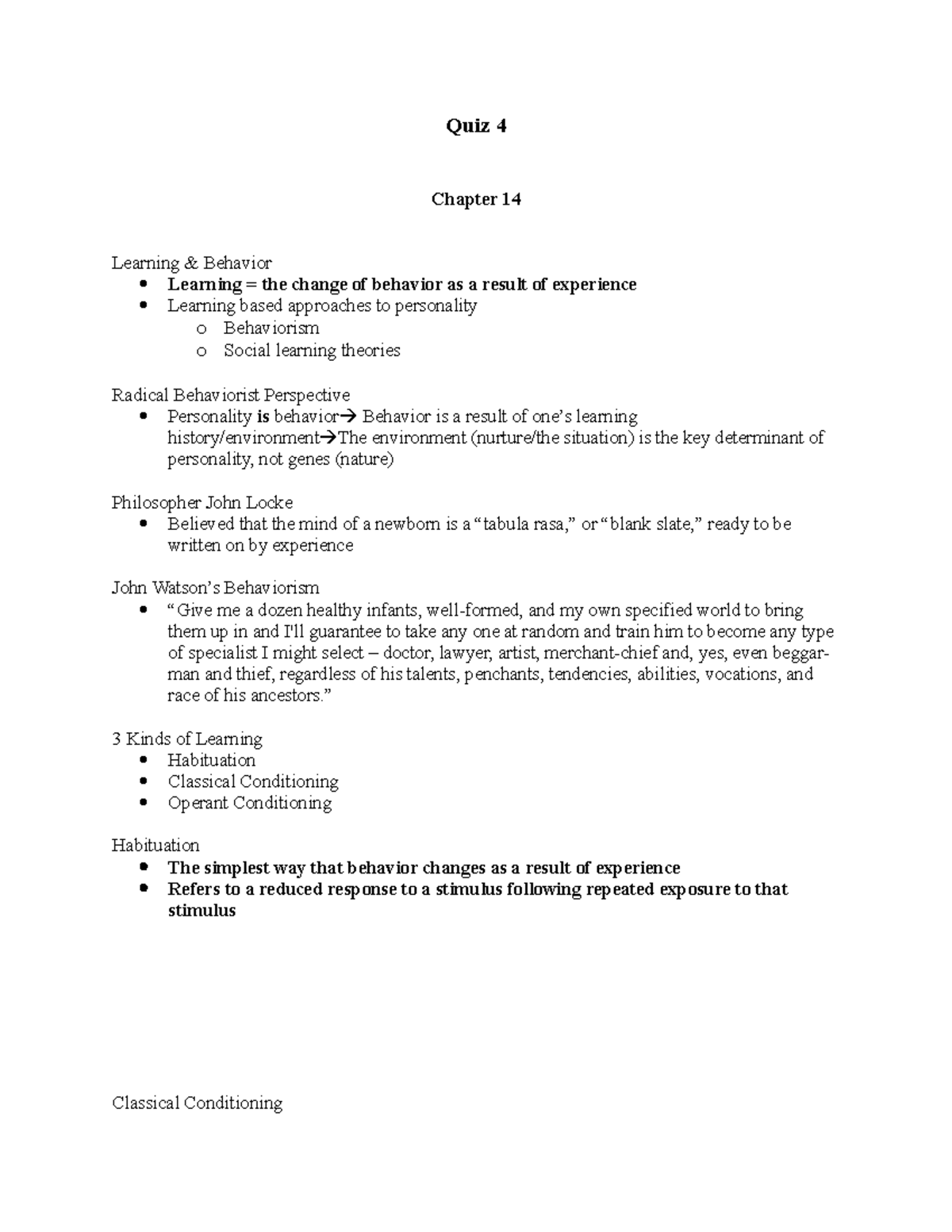 Quiz 4 psych - Study Guide for the Later Chapters - Quiz 4 Chapter 14 ...
