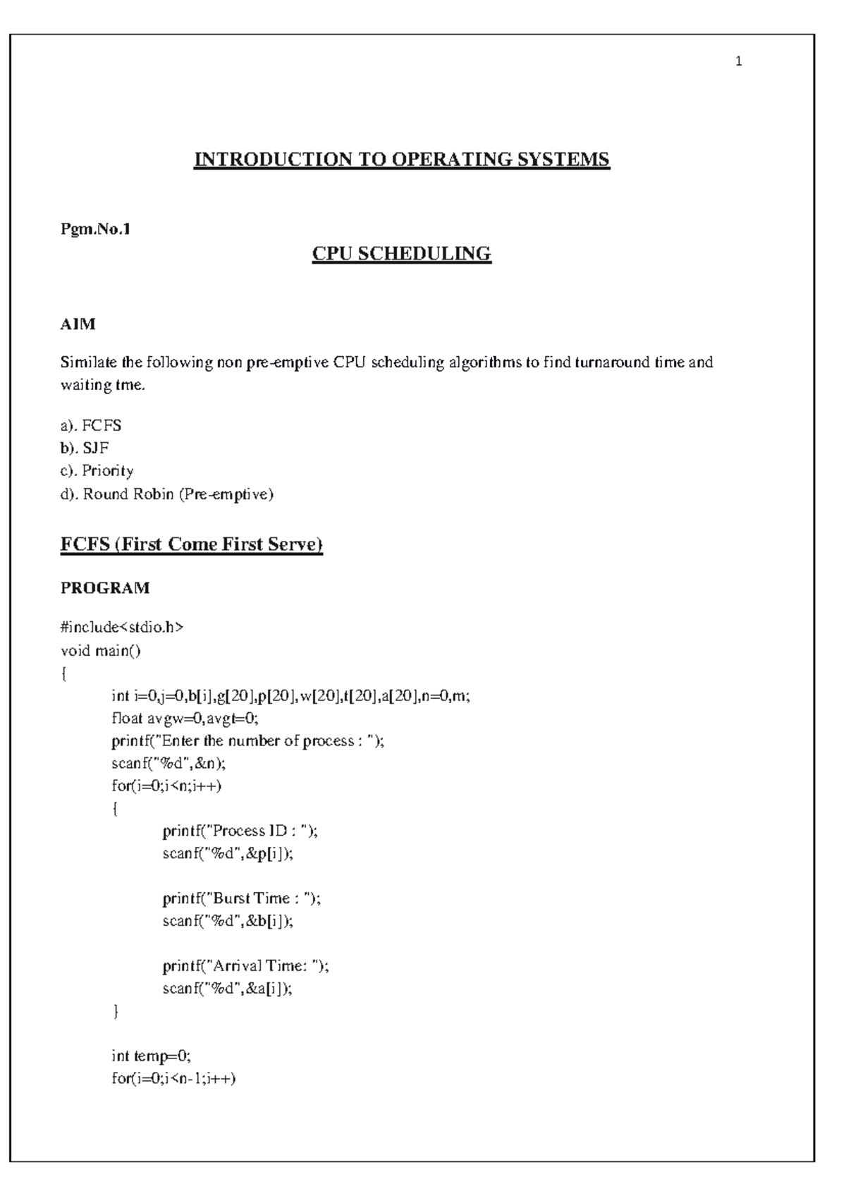 CPU Scheduling Algorithms & Deadlock Avoidance (OS 101) - Studocu