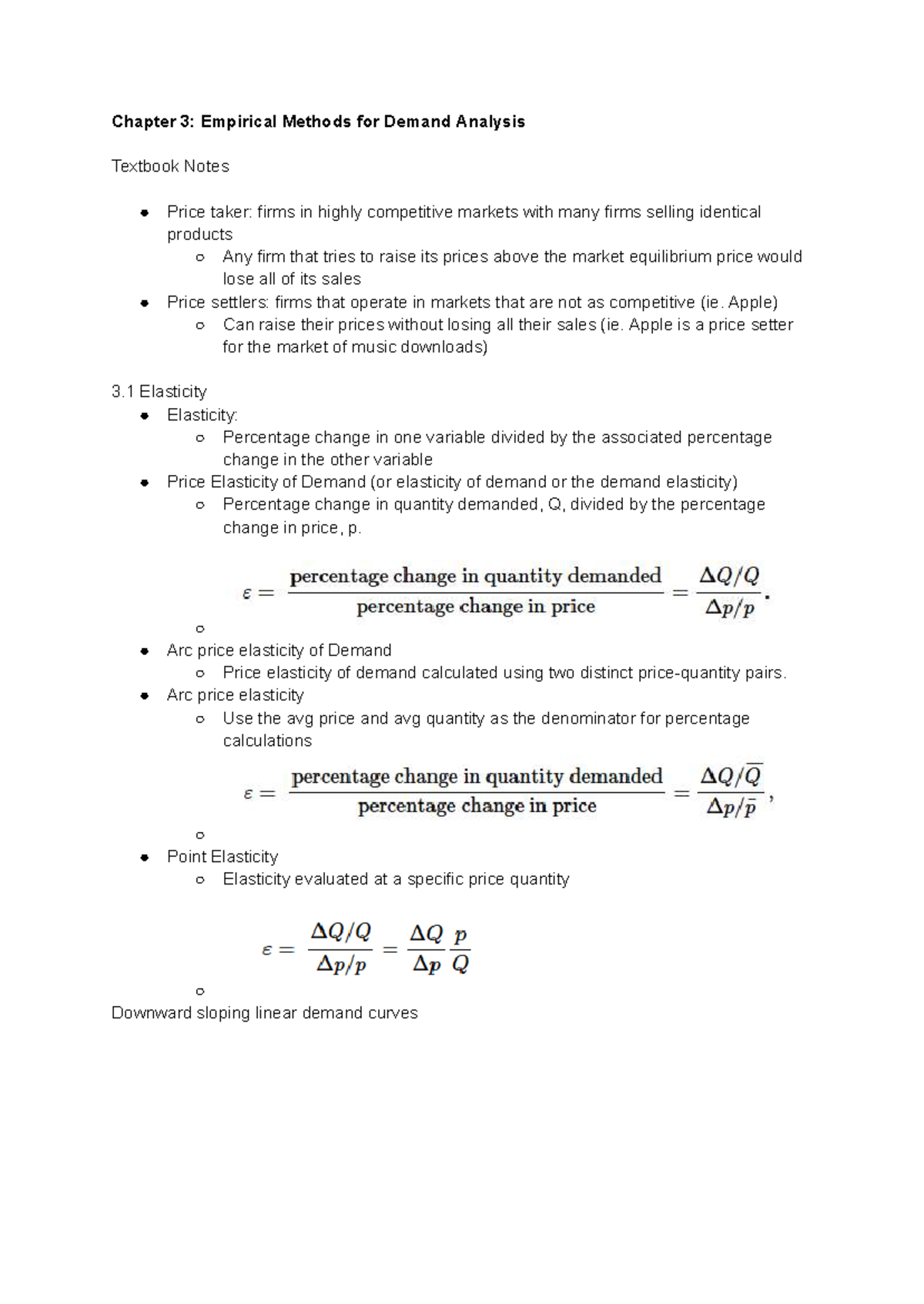 EC260 Chapter 3: Empirical Methods for Demand Analysis Notes - Studocu
