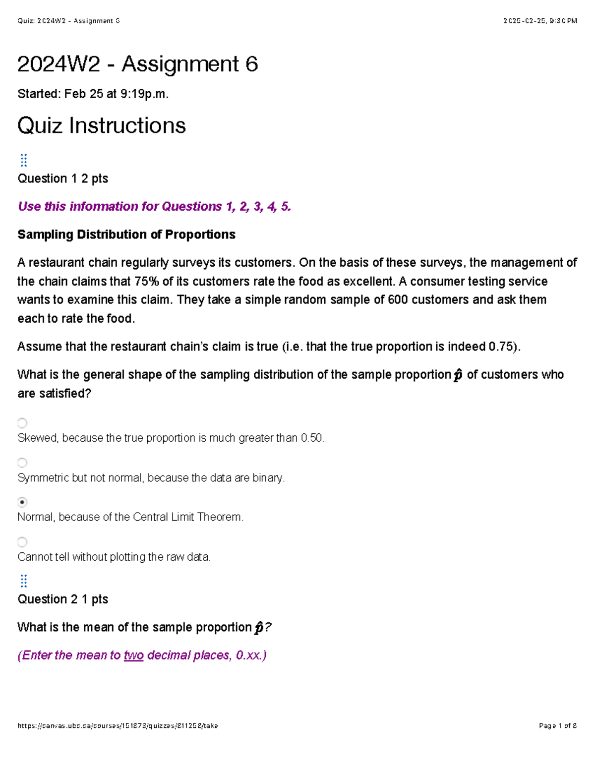 Quiz: 2024W2 - Assignment 6 Overview and Key Concepts - Studocu