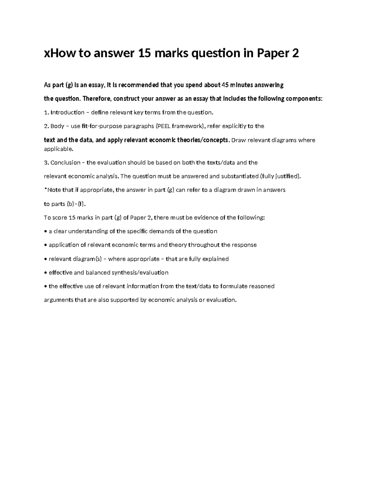 How to Answer 15 Marks Question in Paper 2: Essay Guidelines - Studocu