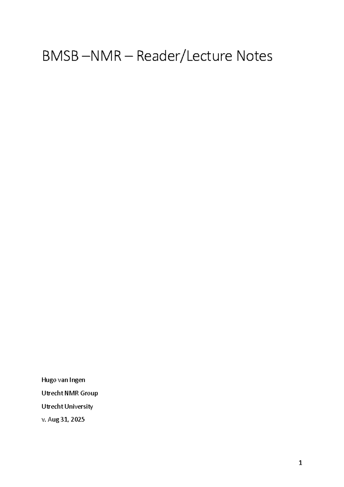 BMSB Reader: NMR Techniques in Biophysical Methods and Structural ...