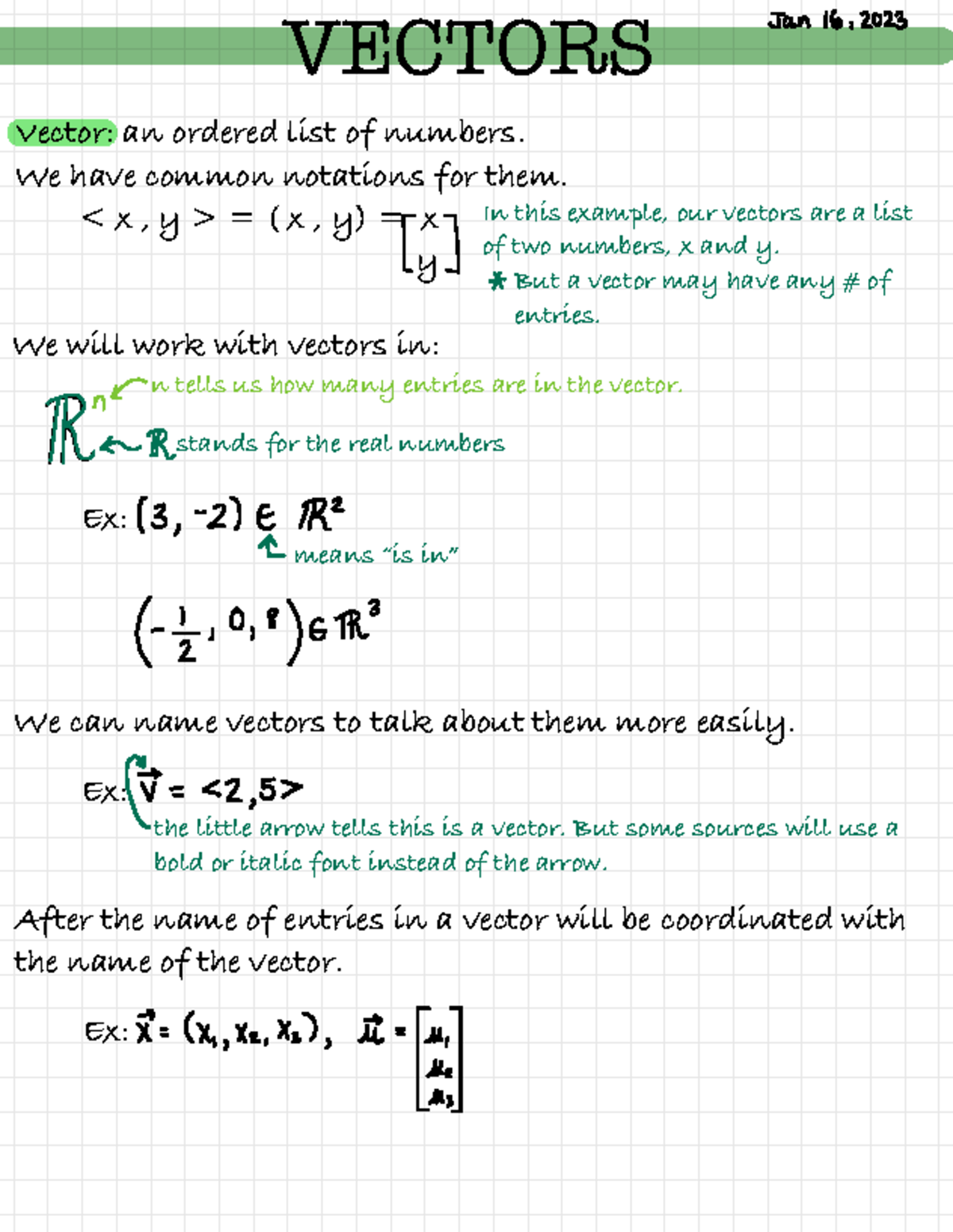 Vectors Notes - Jan 16, 2023 - Studocu
