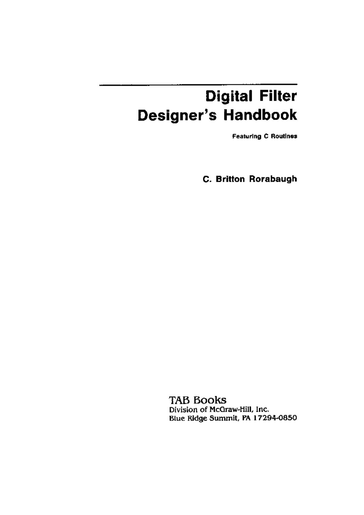 DFD0 - Digital Filter Handbook: C Programming Techniques - Studocu