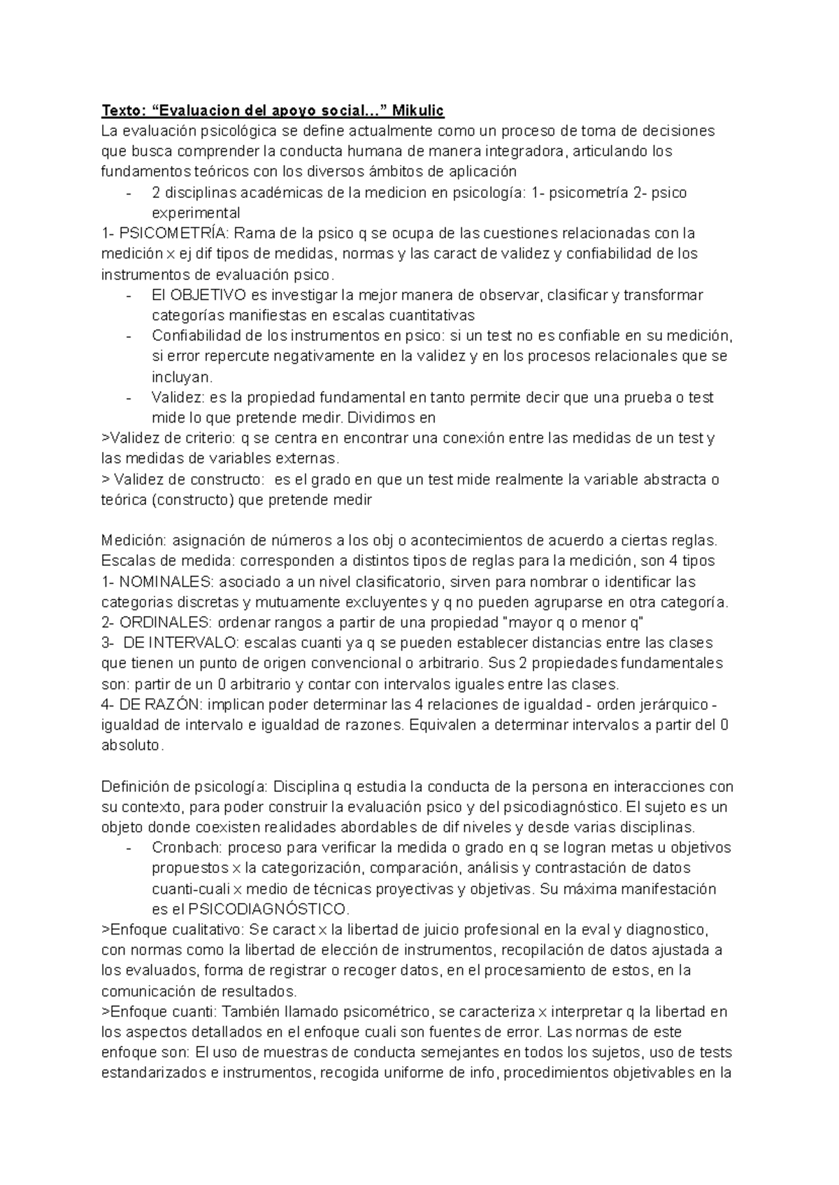 Resumen del 1er Parcial de Psicometría - Mikulic - Studocu