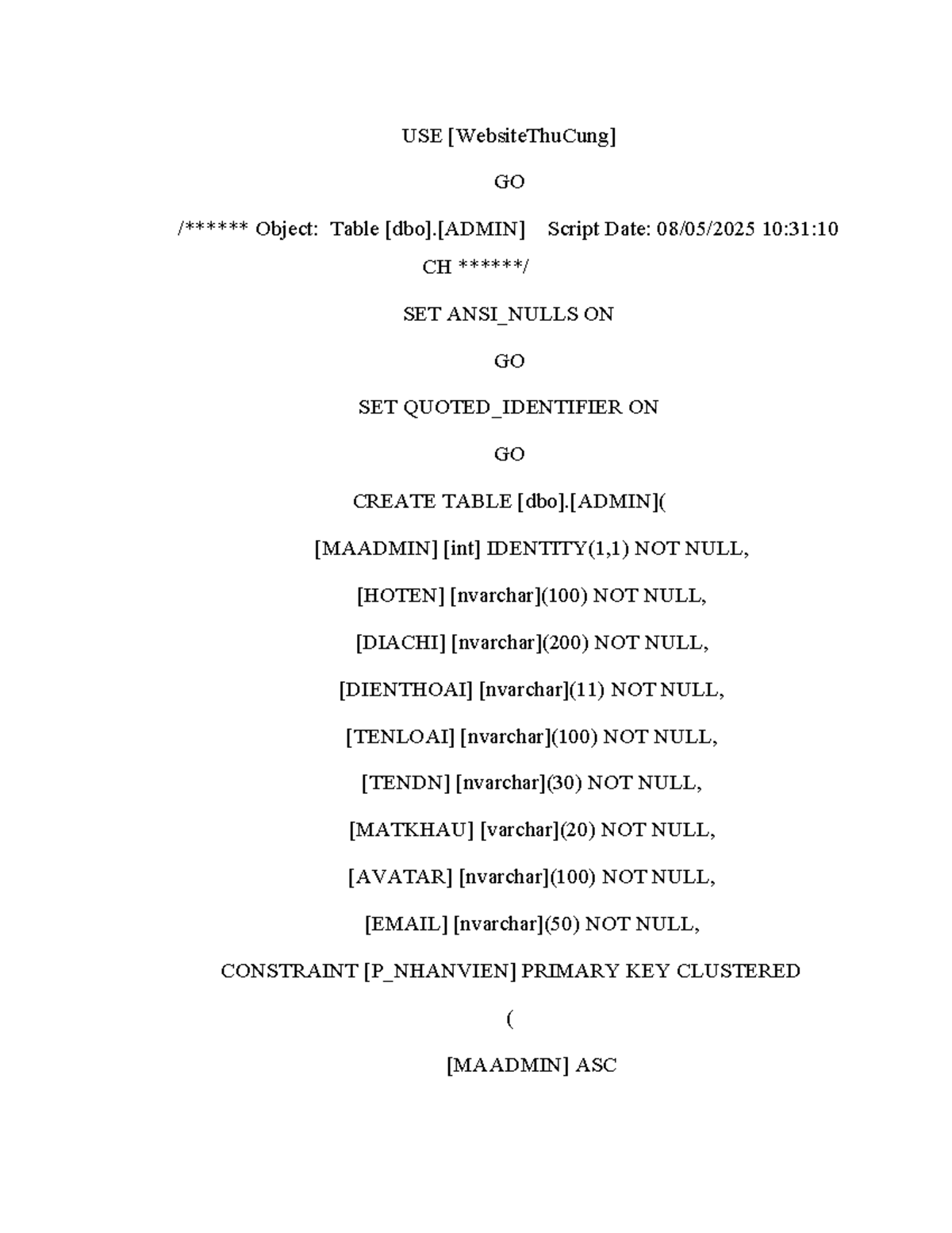 SQL Table Creation Scripts and Constraints - Course Code: CH - Studocu