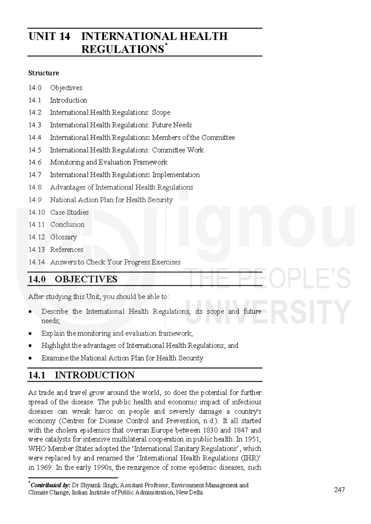 UNIT 14: International Health Regulations - Structure and Future Needs ...