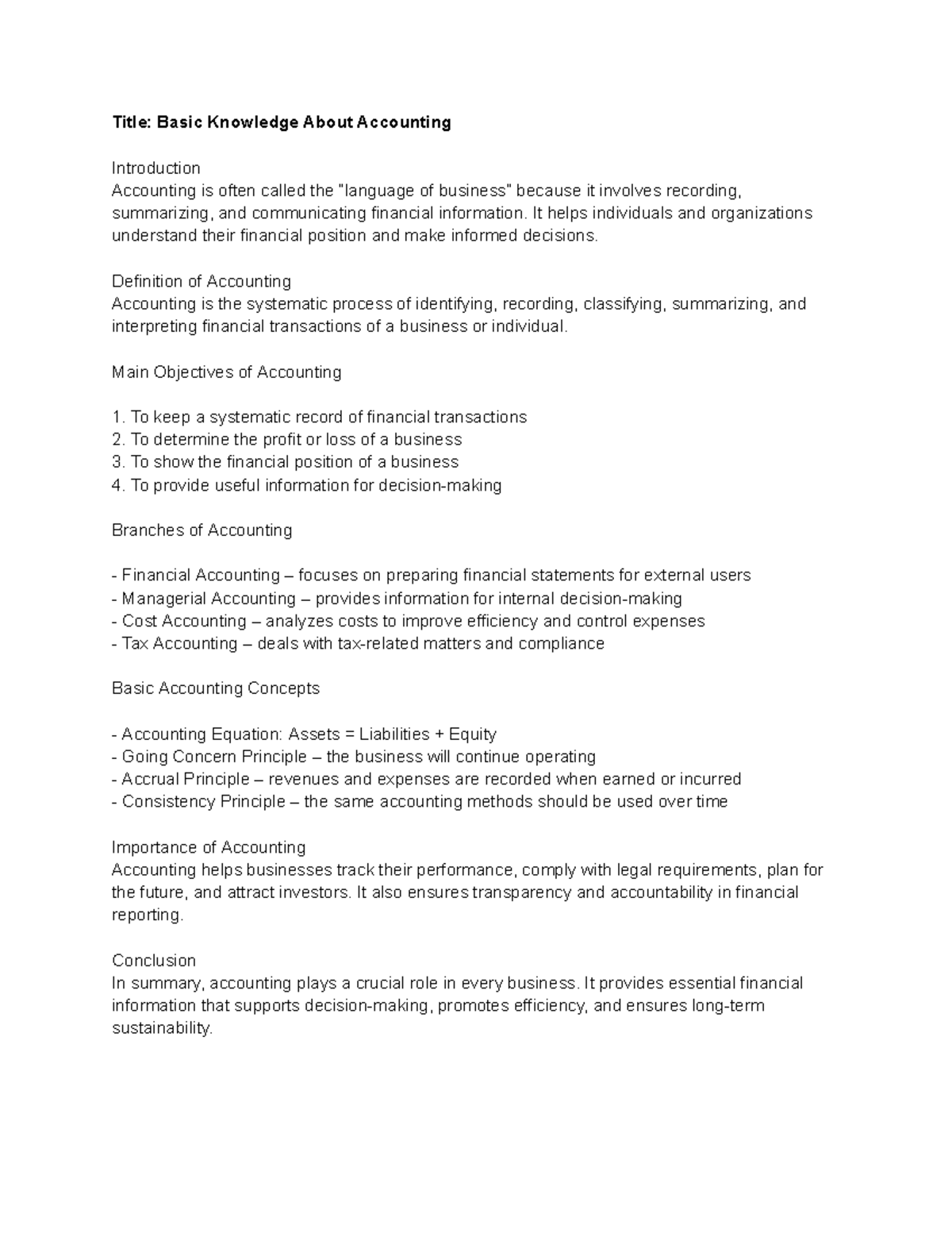 Basic Accounting Concepts and Principles Overview - Studocu