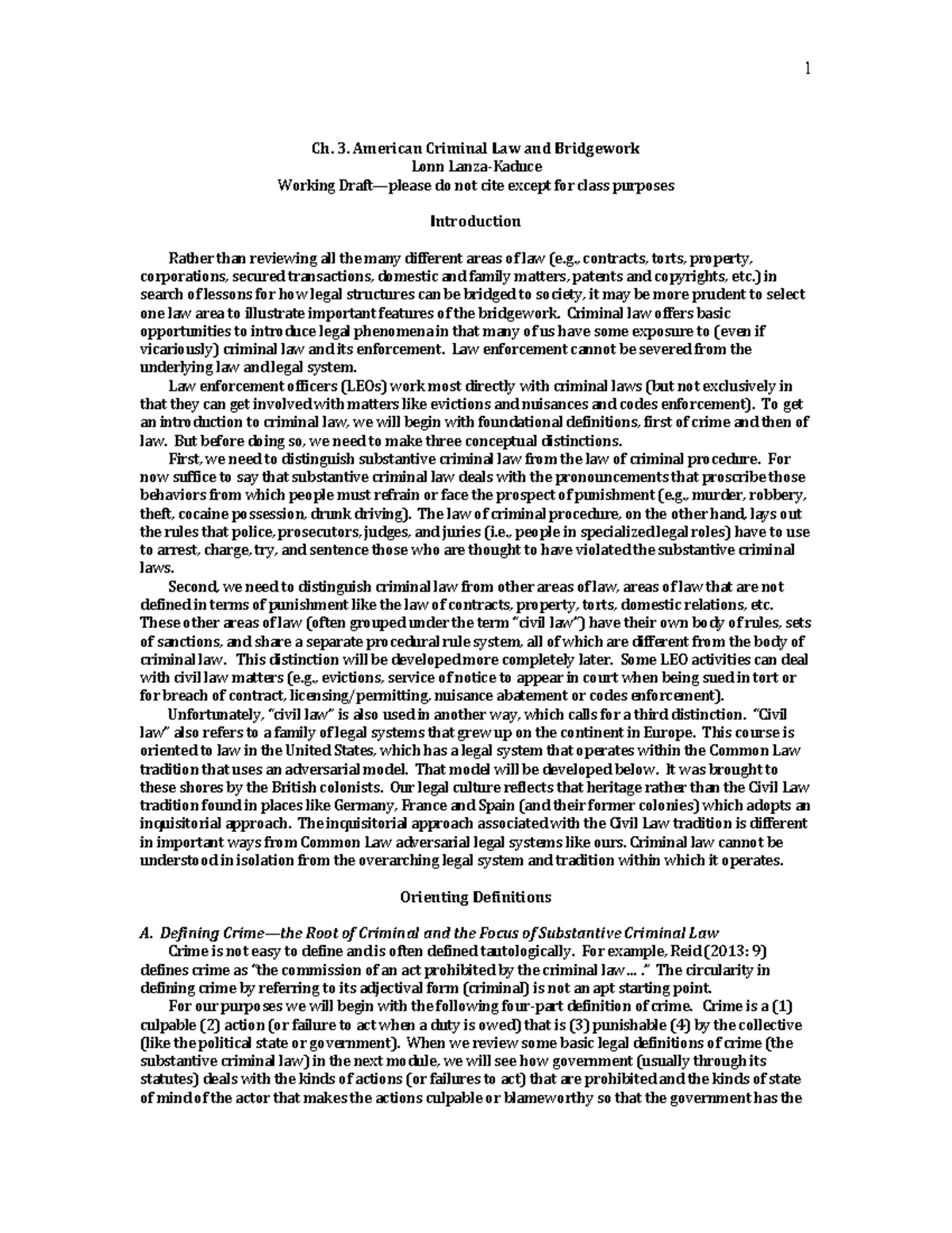 American Criminal Law: Chapter 3 Overview on Structure and Enforcement ...