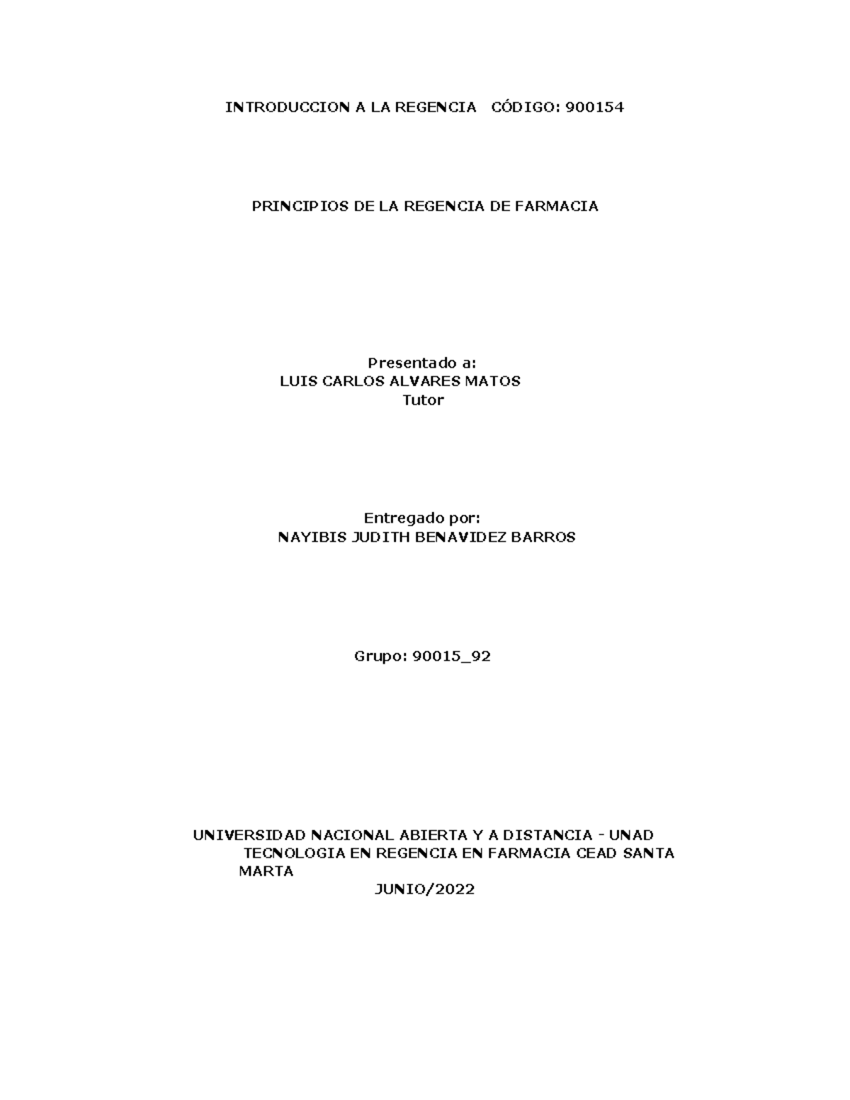 Principio DE LA Regencia DE Farmacia - INTRODUCCION A LA REGENCIA ...