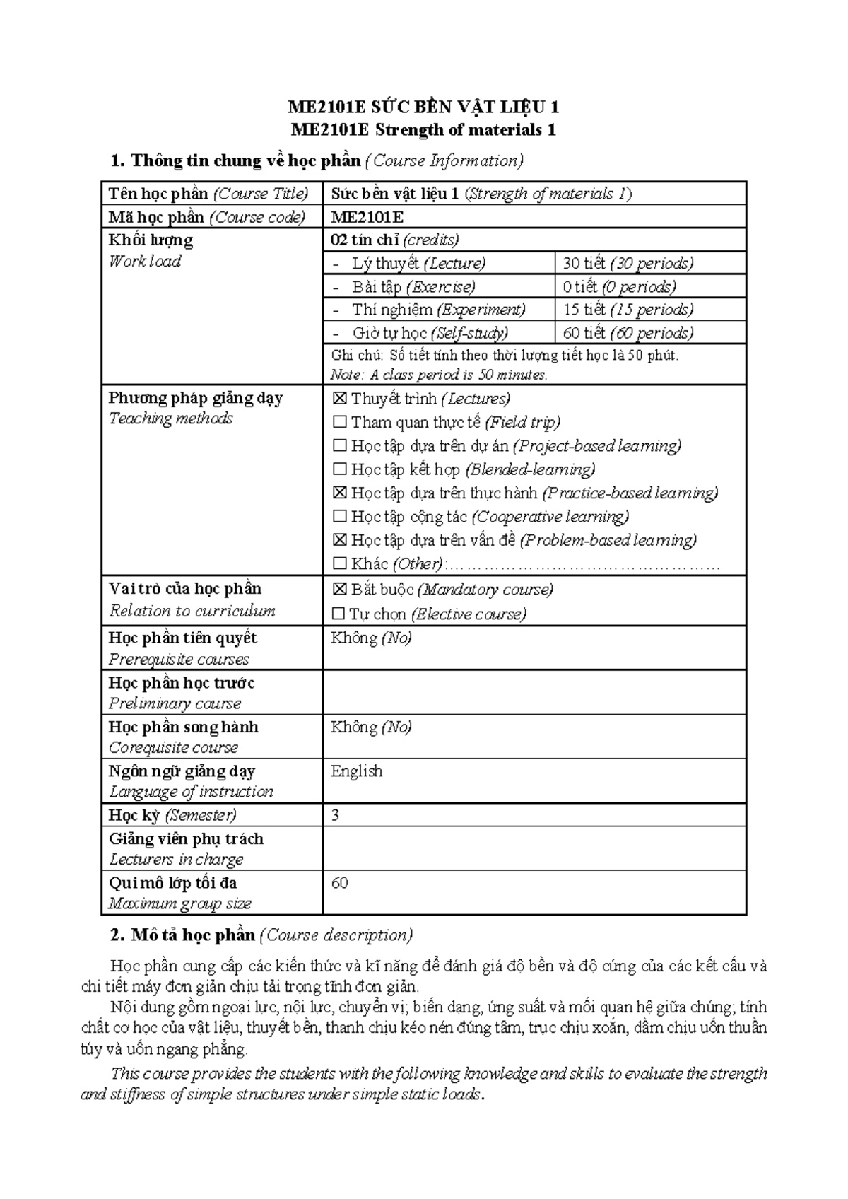 ME2101E Final Exam Notes for Strength of Materials 1 - Studocu
