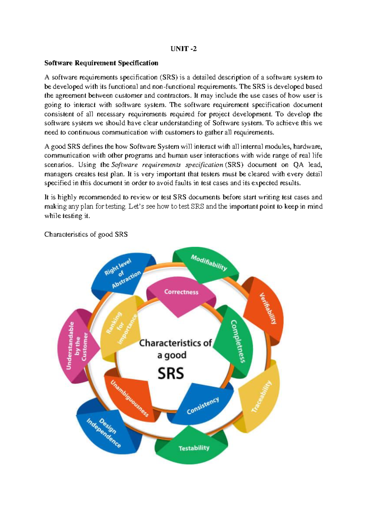 SRS Overview and Characteristics for Software Development Projects ...