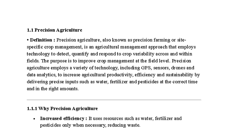 Unit 1: Precision Agriculture Overview and Key Concepts (16 Marks ...