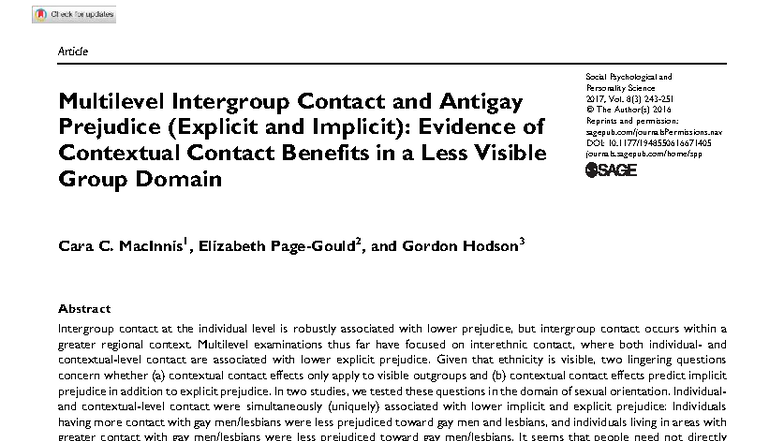 WA4 - MacInnis (2017) Multilevel Contact & Antigay Prejudice Analysis ...