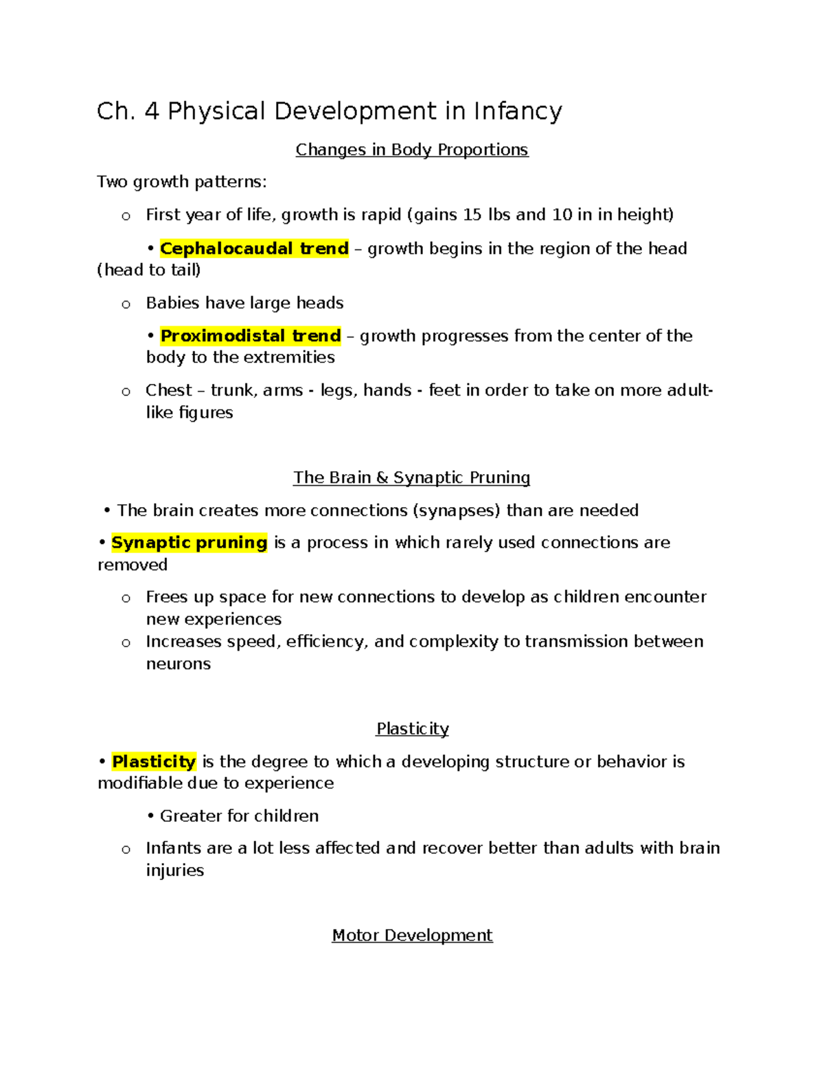Infant Physical Development: Growth Patterns & Sensory Skills (Ch. 4 ...