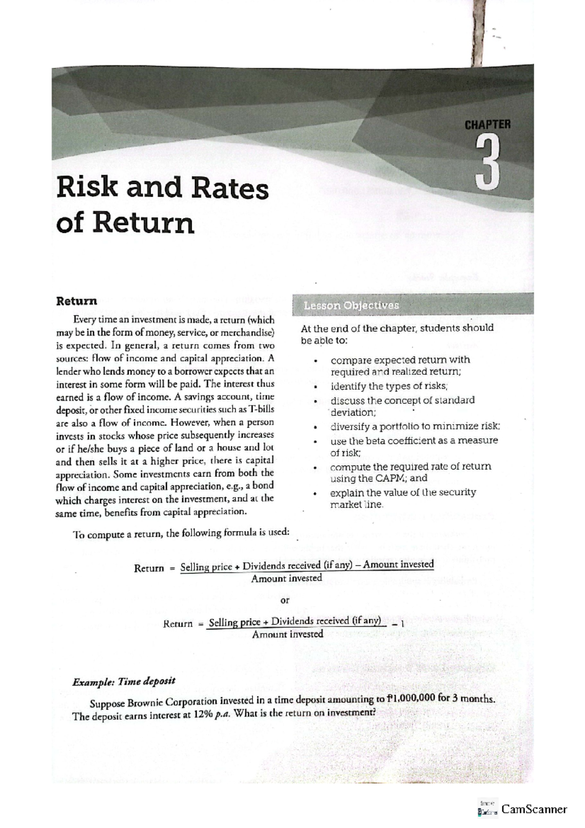 FM2 CH3 Risk & Rates of Return: Key Concepts & Formulas - Studocu