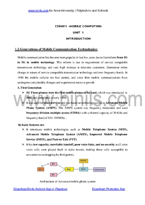 CS8601 Mobile Computing - Unit 1 Introduction and Applications Notes ...
