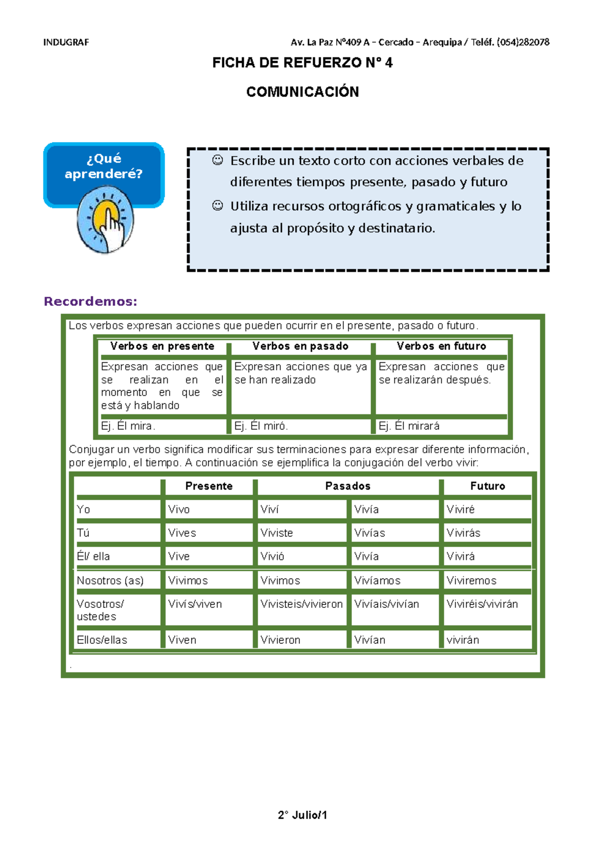 FICHA DE REFUERZO 4 - 2° Grado: Comunicación y Matemática - Studocu