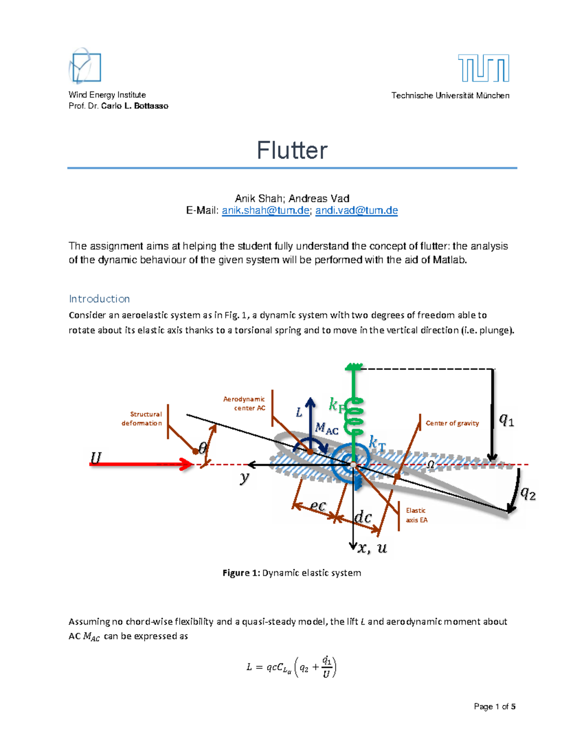 Exercise 03: Flutter Analysis with Matlab - Wind Energy Institute - Studocu