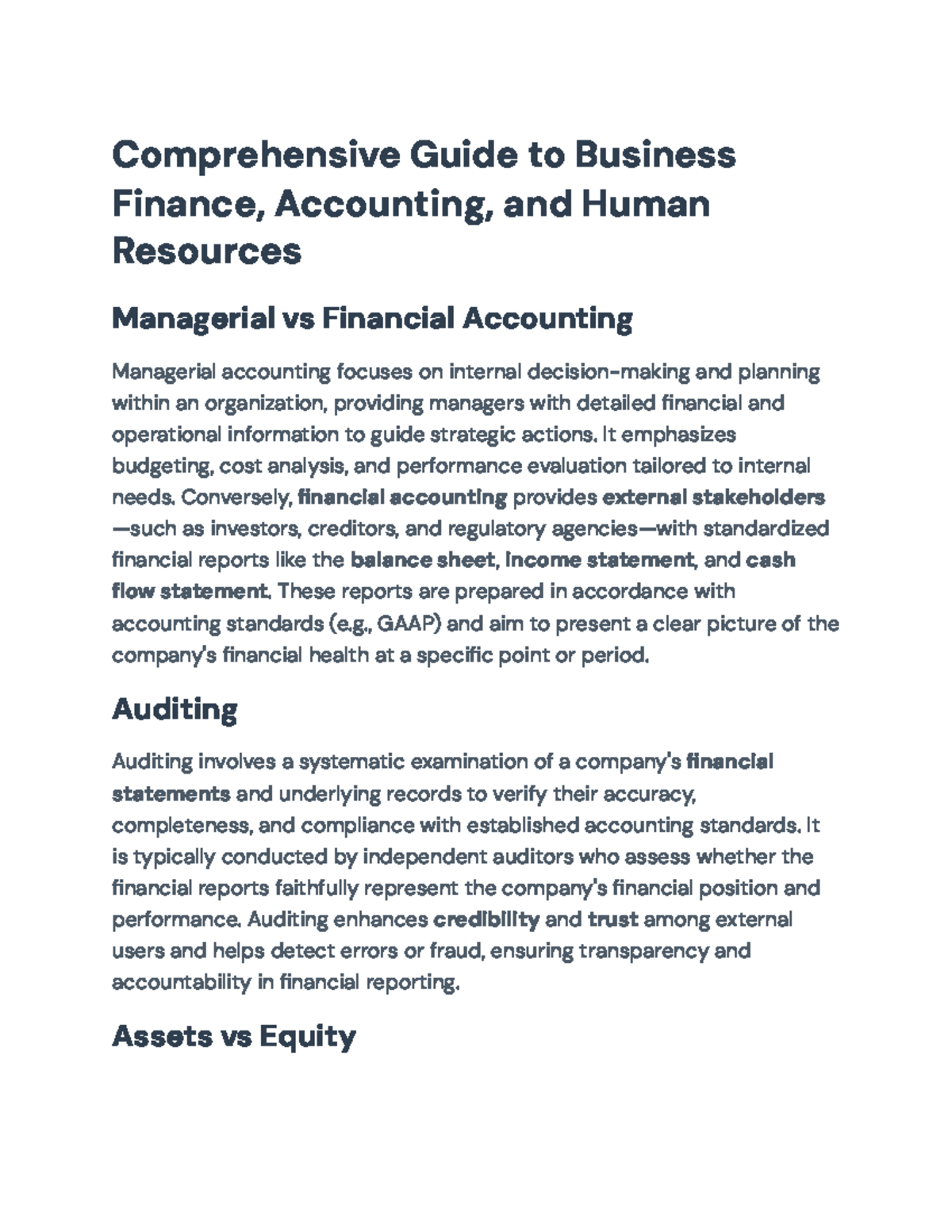 Comprehensive Guide to Business Finance and Management Concepts ...