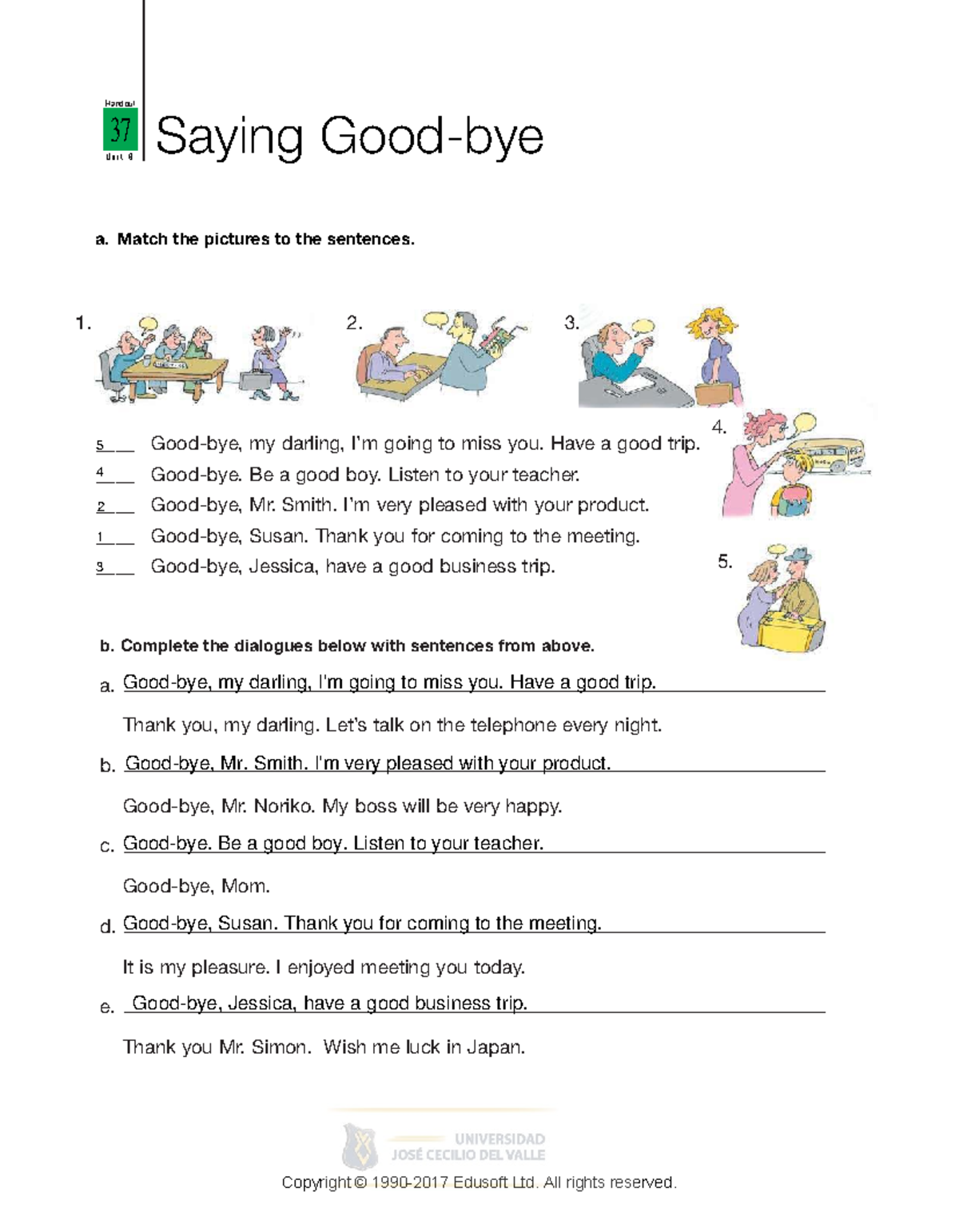 17-Basic-I-Handout-37-Unit-8-Saying-Goodbye-Dialogue-Exercises - Studocu