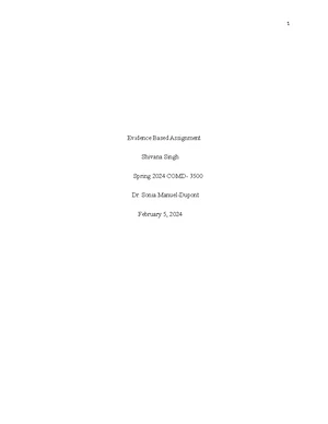 Evidence based practice Assignment - Evidence-Based Practice Danielle ...