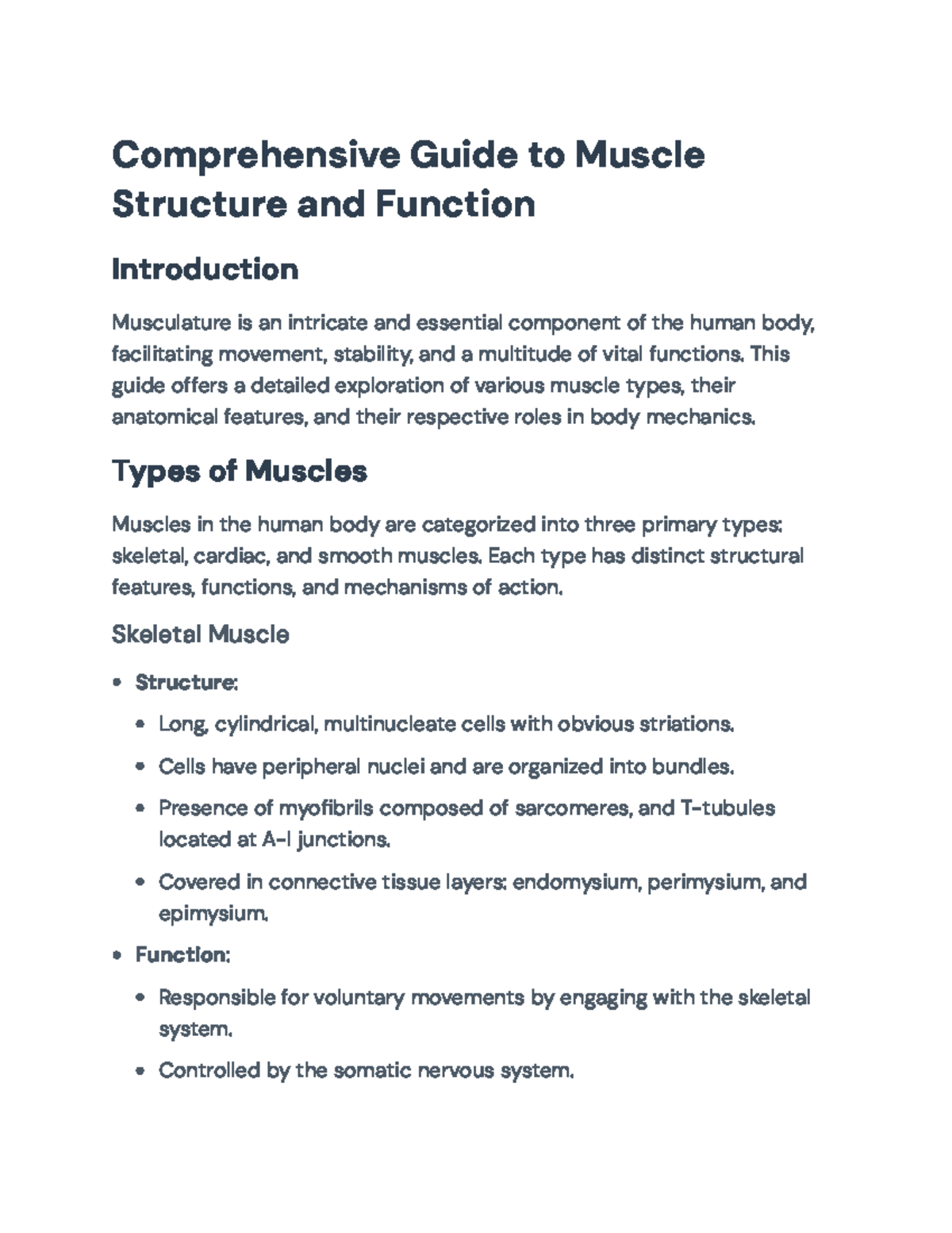 Comprehensive Guide to Muscle Structure and Function for Anatomy Course ...