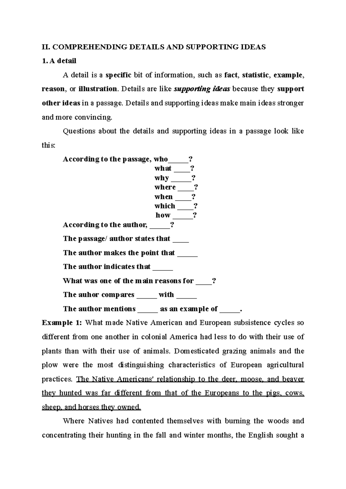 Bài tập TA3 - very good - II. COMPREHENDING DETAILS AND SUPPORTING ...