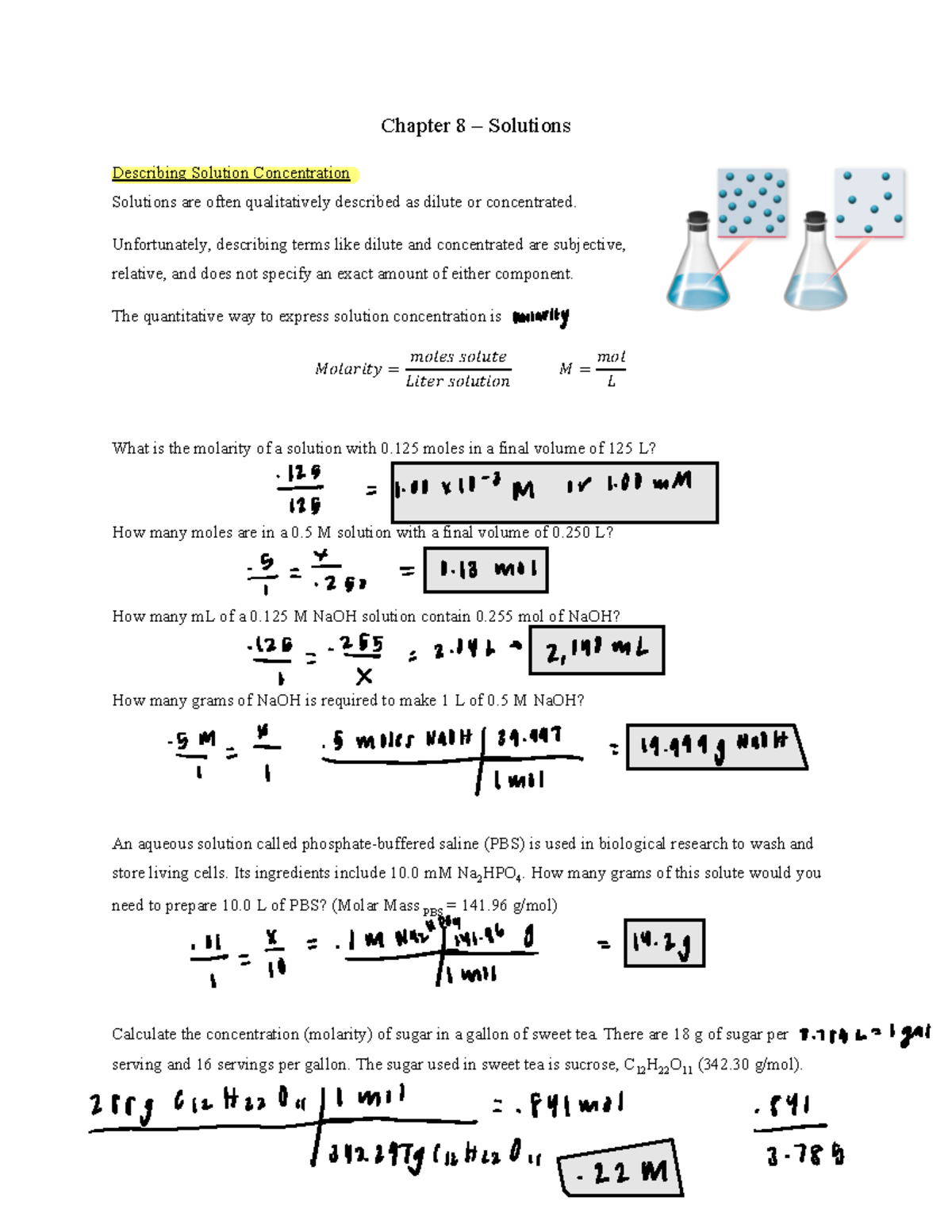 Chemistry 2 - N?A - 1 Chapter 8 – Solutions Describing Solution ...